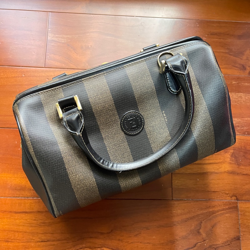 Fendi芬迪 胡桃木條紋波士頓包 手提包 醫生包-0