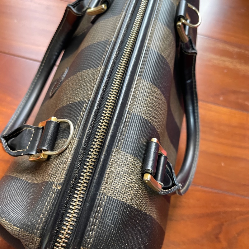 Fendi芬迪 胡桃木條紋波士頓包 手提包 醫生包-3