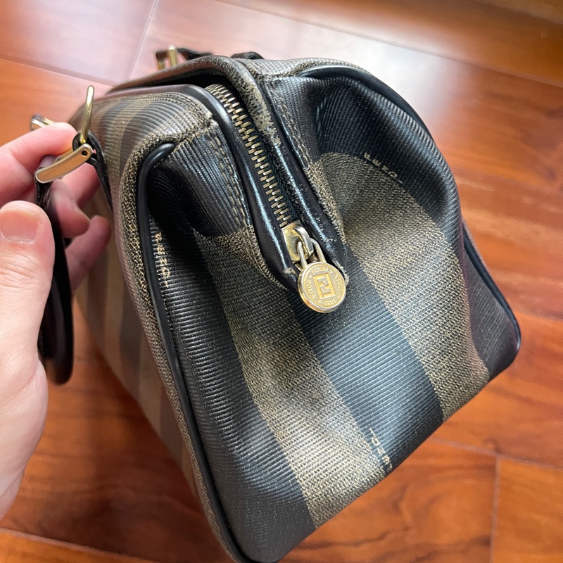 Fendi芬迪 胡桃木條紋波士頓包 手提包 醫生包-5