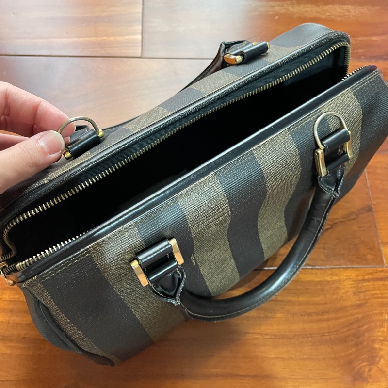 Fendi芬迪 胡桃木條紋波士頓包 手提包 醫生包-8