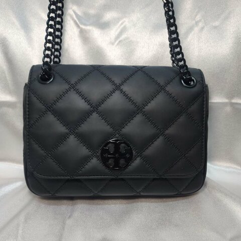 TORY BURCH/TB 霧黑 啞光黑鏈條包 消光黑 磨砂黑鏈條包 WOC Willa