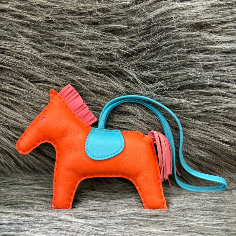 HERMES 愛瑪仕 Rodeo 中馬 小馬 橘色 粉色 藍色 KELLY鉑金包 吊飾 掛飾 吊牌-0