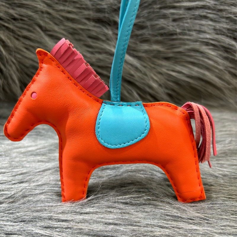 HERMES 愛瑪仕 Rodeo 中馬 小馬 橘色 粉色 藍色 KELLY鉑金包 吊飾 掛飾 吊牌-5