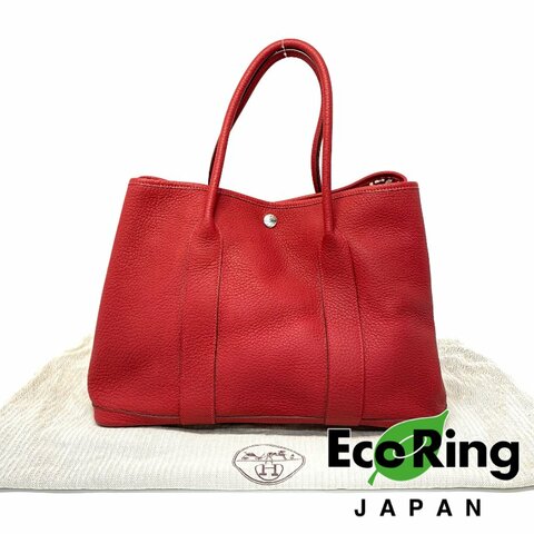 △ Hermes 愛馬仕 Garden Party 36 Red Negonda Calfskin Palladium-plated Hardware Handbag Stamp X 紅色牛皮銀扣手袋 X刻 - 247006743