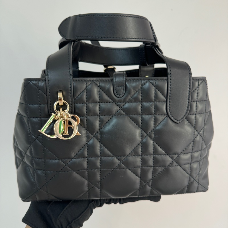 Dior Toujours系列 托特包 小號 黑金牛皮 手袋-0