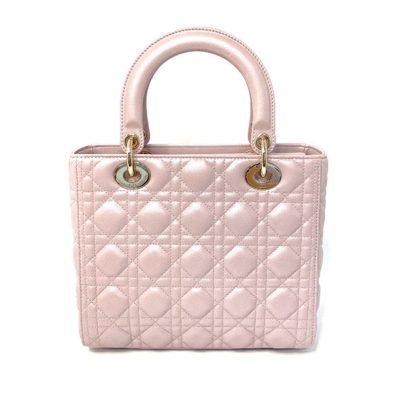 △ Christian Dior 迪奧 Medium Lady Dior Lotus Pearlescent Cannage Lambskin 2Way Bag 中碼蓮花色珠光Cannage藤格紋圖案羊皮兩用袋 - 247007565-2