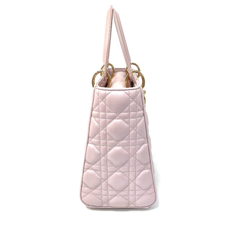 △ Christian Dior 迪奧 Medium Lady Dior Lotus Pearlescent Cannage Lambskin 2Way Bag 中碼蓮花色珠光Cannage藤格紋圖案羊皮兩用袋 - 247007565-3