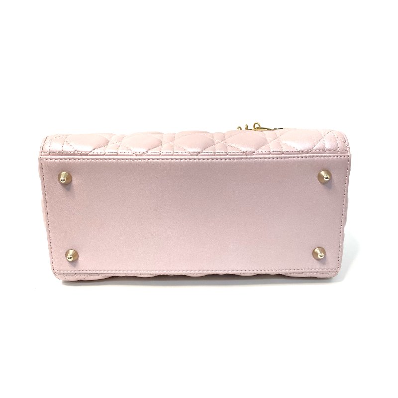 △ Christian Dior 迪奧 Medium Lady Dior Lotus Pearlescent Cannage Lambskin 2Way Bag 中碼蓮花色珠光Cannage藤格紋圖案羊皮兩用袋 - 247007565-5