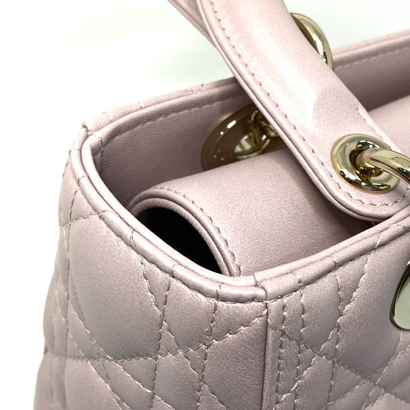 △ Christian Dior 迪奧 Medium Lady Dior Lotus Pearlescent Cannage Lambskin 2Way Bag 中碼蓮花色珠光Cannage藤格紋圖案羊皮兩用袋 - 247007565-15