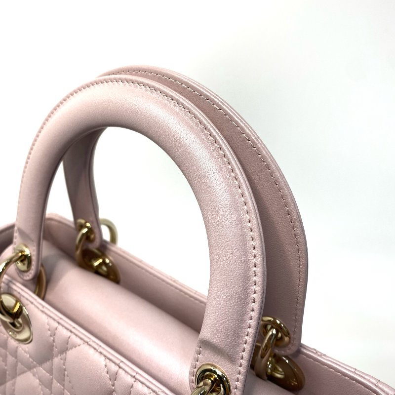 △ Christian Dior 迪奧 Medium Lady Dior Lotus Pearlescent Cannage Lambskin 2Way Bag 中碼蓮花色珠光Cannage藤格紋圖案羊皮兩用袋 - 247007565-17