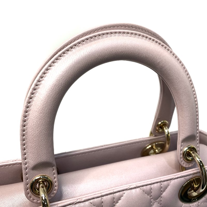 △ Christian Dior 迪奧 Medium Lady Dior Lotus Pearlescent Cannage Lambskin 2Way Bag 中碼蓮花色珠光Cannage藤格紋圖案羊皮兩用袋 - 247007565-18