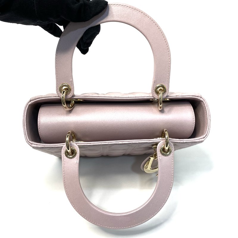 △ Christian Dior 迪奧 Medium Lady Dior Lotus Pearlescent Cannage Lambskin 2Way Bag 中碼蓮花色珠光Cannage藤格紋圖案羊皮兩用袋 - 247007565-19