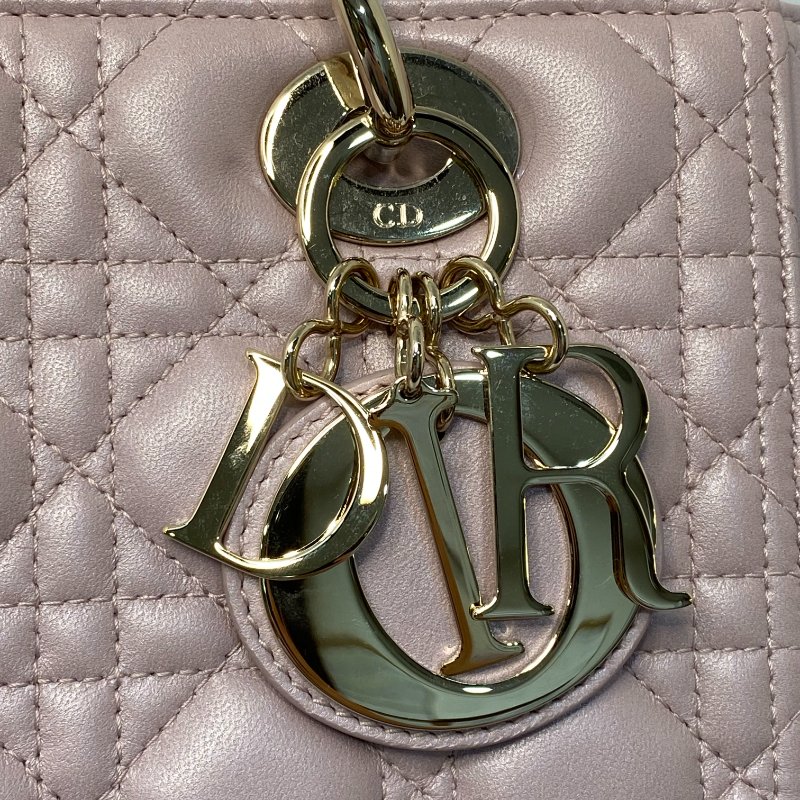 △ Christian Dior 迪奧 Medium Lady Dior Lotus Pearlescent Cannage Lambskin 2Way Bag 中碼蓮花色珠光Cannage藤格紋圖案羊皮兩用袋 - 247007565-22