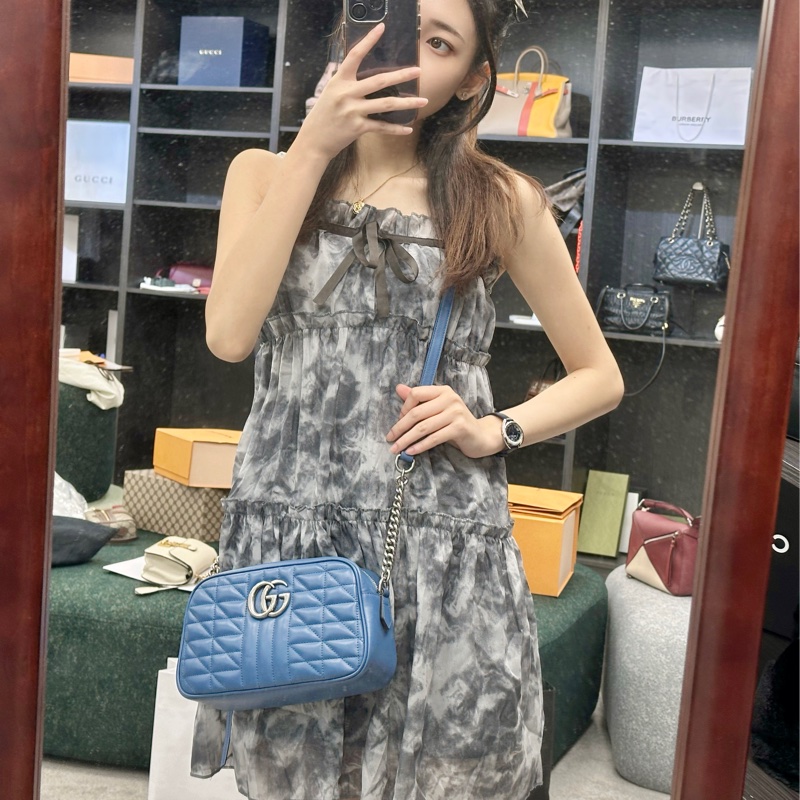 🎁母親節送禮首選🎁#gucci #馬夢 天空藍 #相機包 #marmont(中號)#斜背包-1