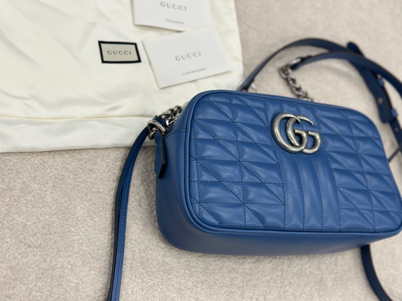 🎁母親節送禮首選🎁#gucci #馬夢 天空藍 #相機包 #marmont(中號)#斜背包-3
