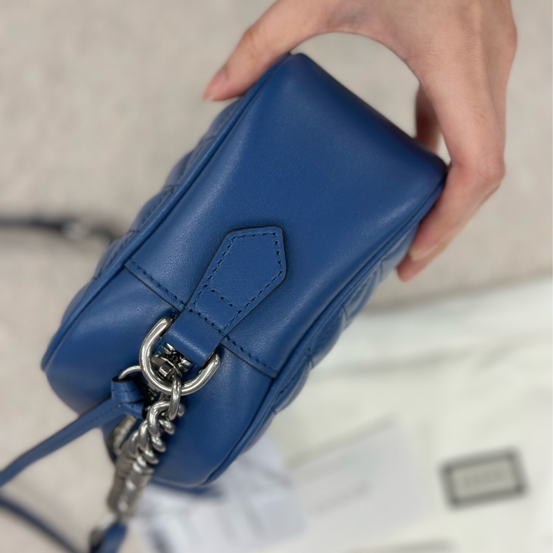 🎁母親節送禮首選🎁#gucci #馬夢 天空藍 #相機包 #marmont(中號)#斜背包-10