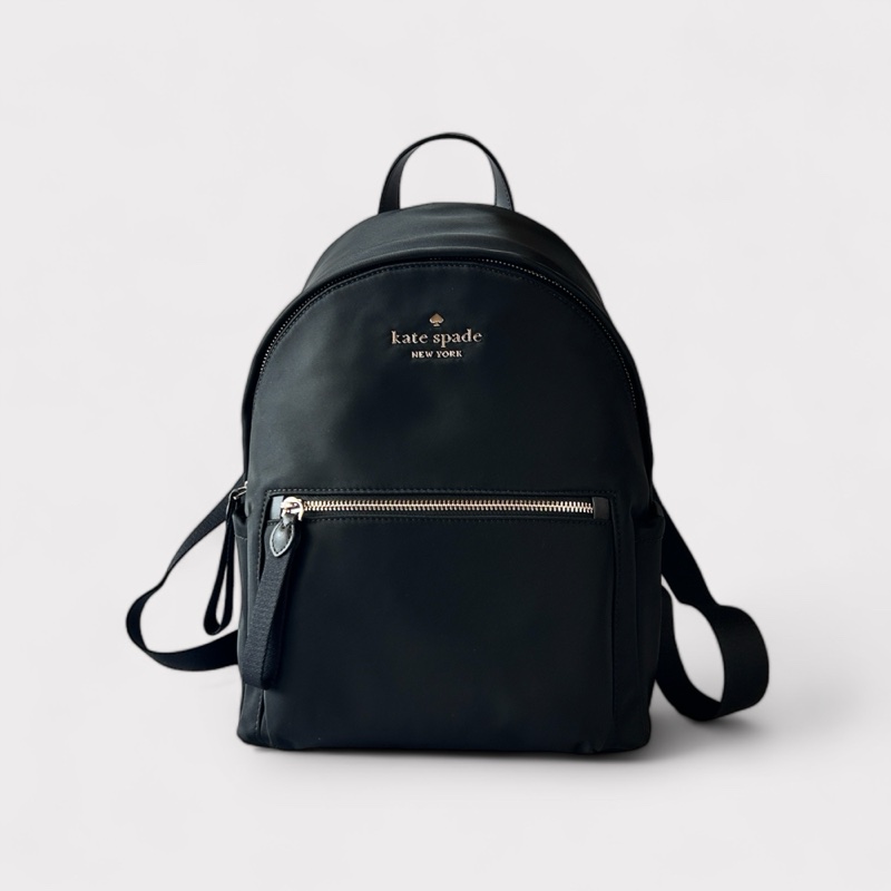 KATE SPADE Chelsea 尼龍拉鍊後背包(中款/黑色)-0