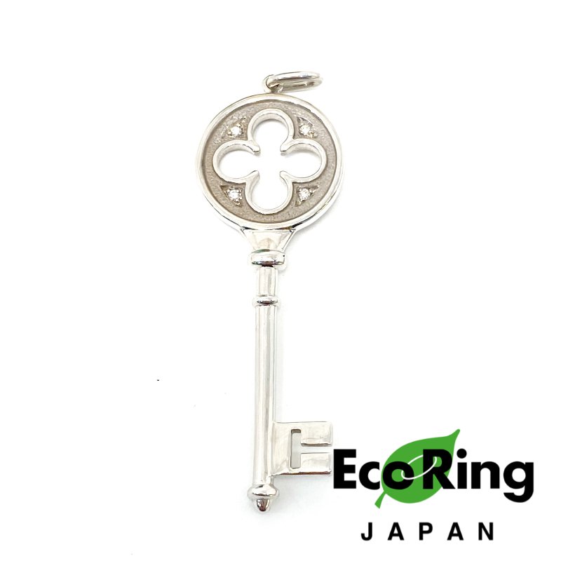 △ Tiffany & Co. 蒂芙尼 Diamond 18K White Gold Key Pendant 鑽石18K白金鎖匙吊墜 - 247001216-0