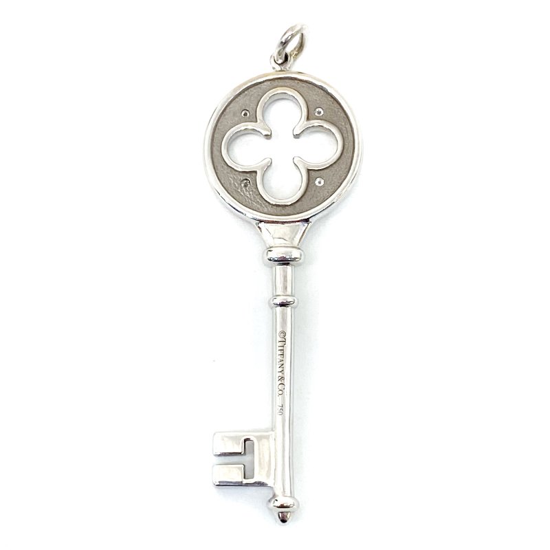 △ Tiffany & Co. 蒂芙尼 Diamond 18K White Gold Key Pendant 鑽石18K白金鎖匙吊墜 - 247001216-2