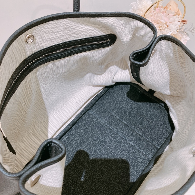 Hermes Garden Party 36  花園包36黑色銀扣-11