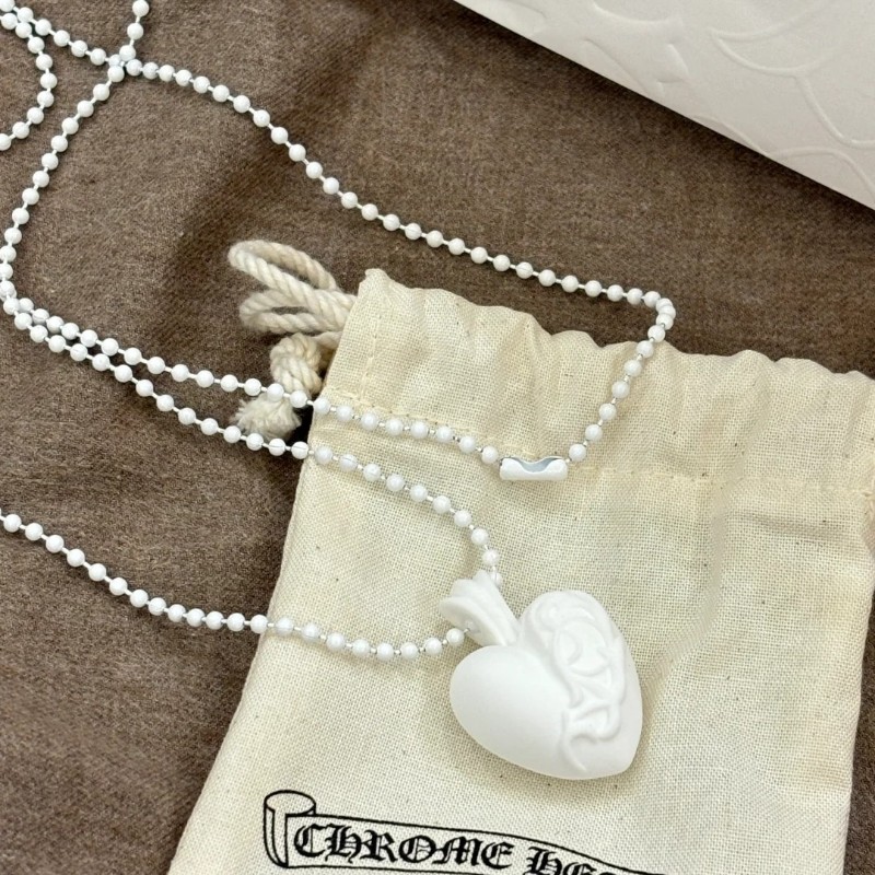 Chrome Hearts 克罗心 白色树脂心型项链!夏天戴很好看,百搭款式-4