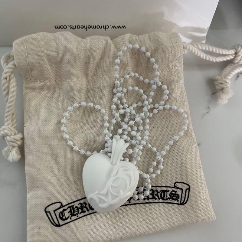 Chrome Hearts 克罗心 白色树脂心型项链!夏天戴很好看,百搭款式-12