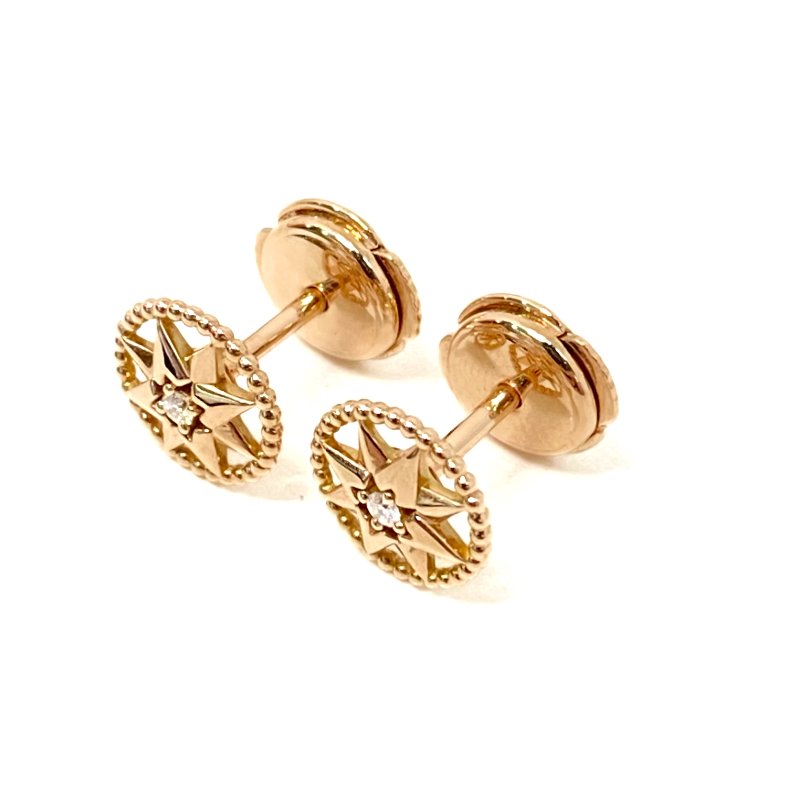 △ Christian Dior 迪奧 Petite Joaillerie Rose des Vents Diamond 18K Rose Gold Earrings 1pair 小碼鑽石18K玫瑰金耳環 一對 - 247007429-2