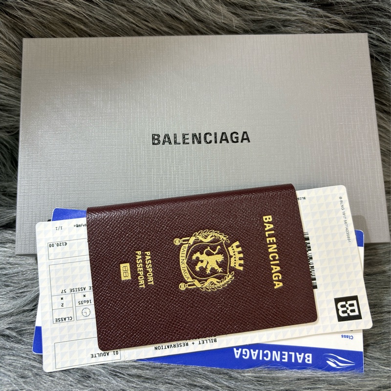 BALENCIAGA 巴黎世家 787777 限量 紅棕色 護照 機票 卡夾 證件套 長夾 皮夾 拉鍊 零錢袋-0