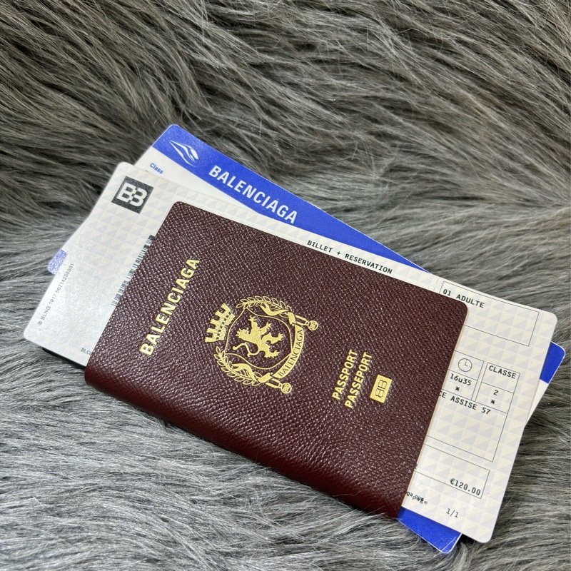 BALENCIAGA 巴黎世家 787777 限量 紅棕色 護照 機票 卡夾 證件套 長夾 皮夾 拉鍊 零錢袋-2