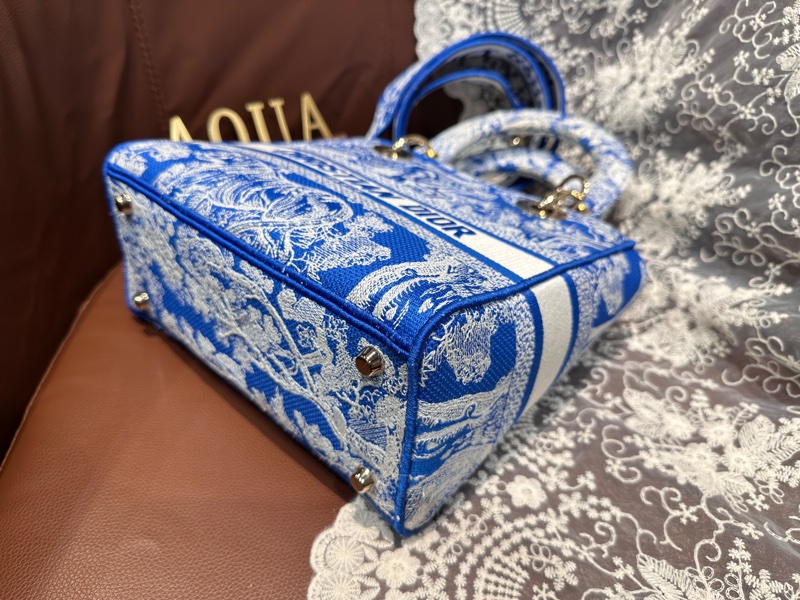 Dior Lady D-Lite Medium 藍白刺繡青花瓷-11
