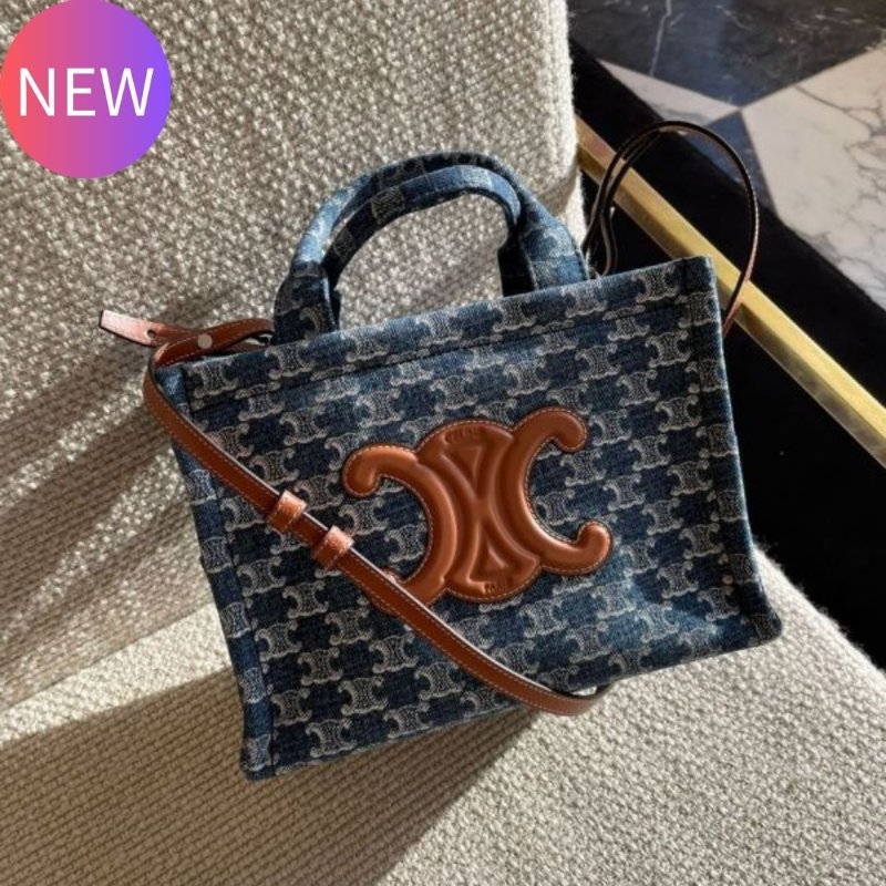 Celine 199162 凱旋門圖紋丹寧牛仔小型 Cabas Thais包 付可斜背長肩帶《2024季度新品》-0