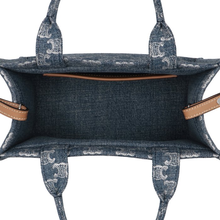 Celine 199162 凱旋門圖紋丹寧牛仔小型 Cabas Thais包 付可斜背長肩帶《2024季度新品》-9