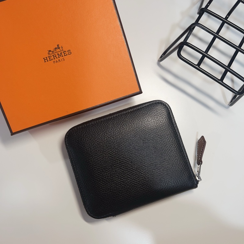 Hermes silk in 89黑 絲巾短夾-10