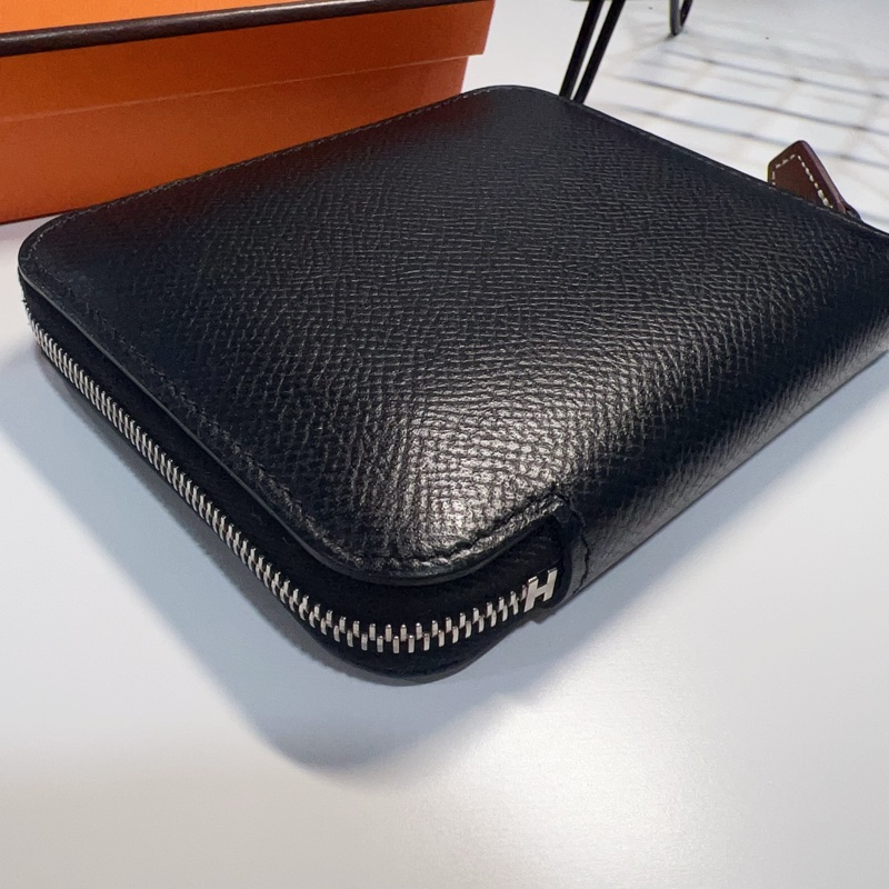 Hermes silk in 89黑 絲巾短夾-11