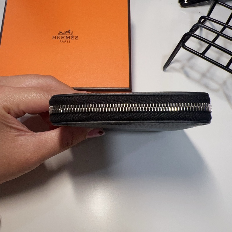 Hermes silk in 89黑 絲巾短夾-12