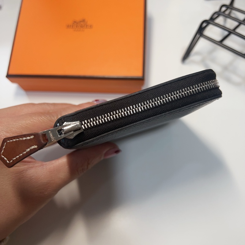 Hermes silk in 89黑 絲巾短夾-14