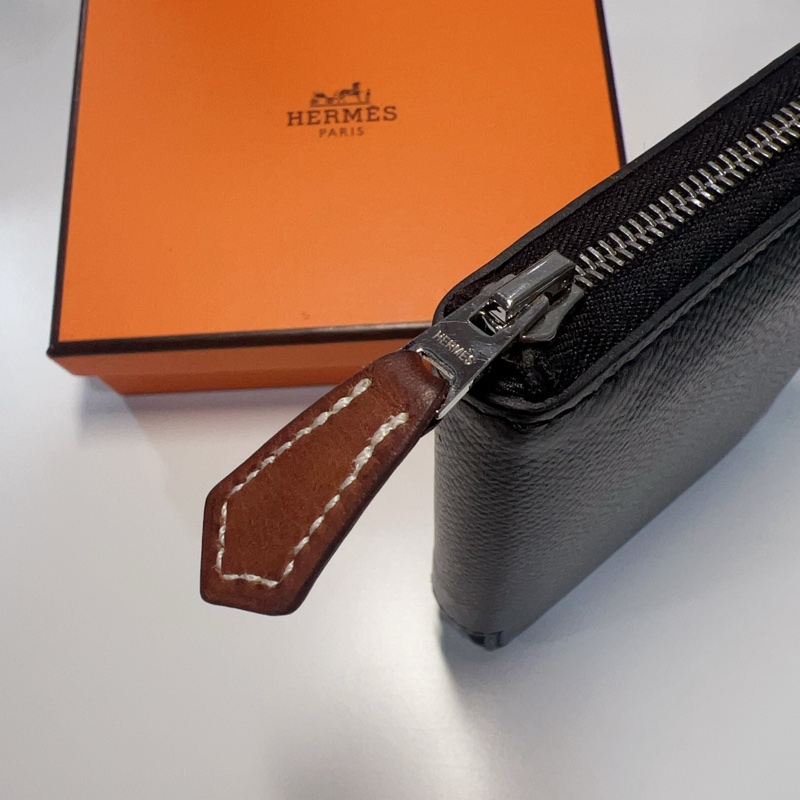 Hermes silk in 89黑 絲巾短夾-15