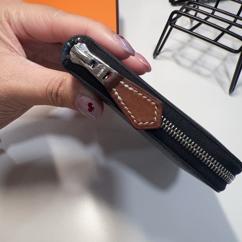 Hermes silk in 89黑 絲巾短夾-16