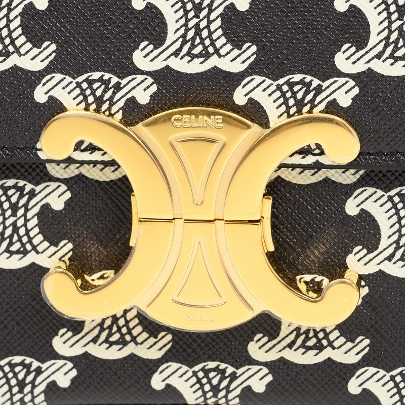 Celine 115532 雙色標誌印花中型 Lola 包 黝黑色★母親節特價《2024季度新品》-6