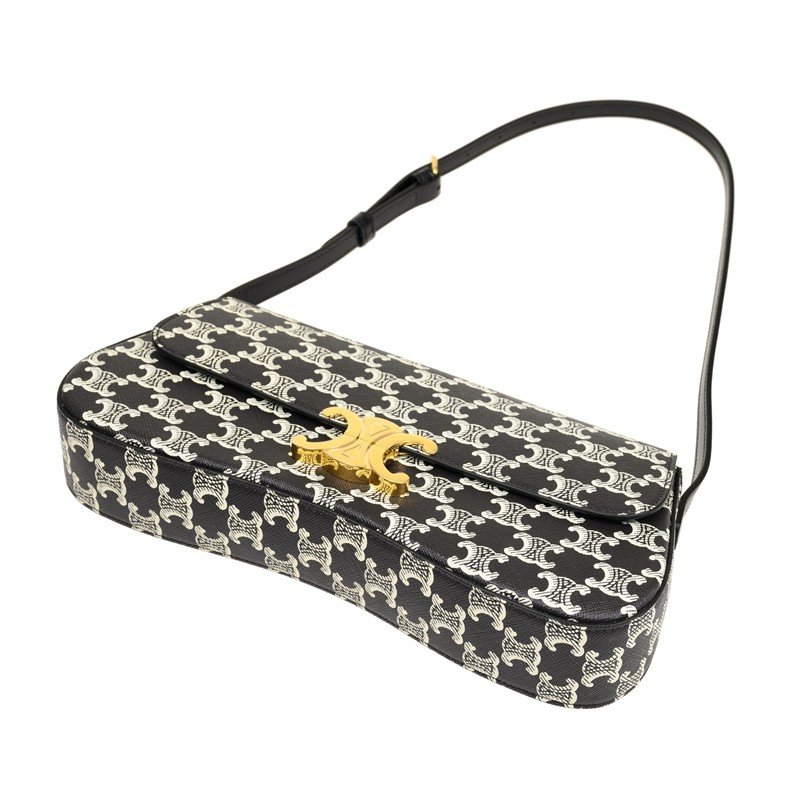 Celine 115532 雙色標誌印花中型 Lola 包 黝黑色★母親節特價《2024季度新品》-9