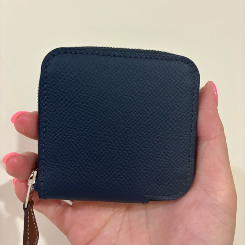 現貨商品 全新商品 全配商品 台灣購證 Hermes 經典絲巾零錢包 普魯士藍內拼豹紋愛心 法國製造-6