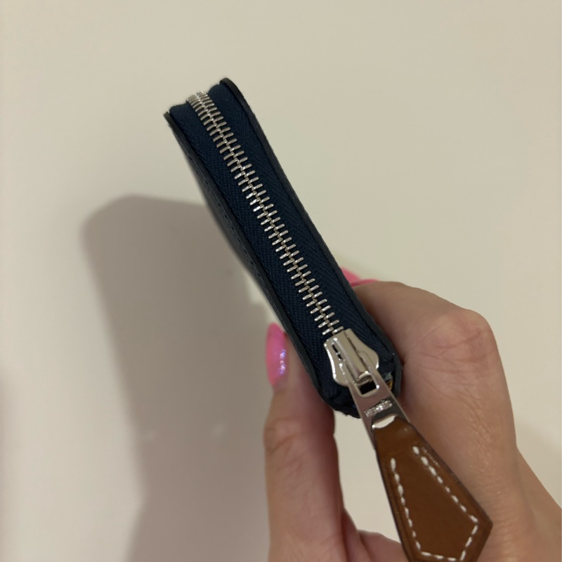 現貨商品 全新商品 全配商品 台灣購證 Hermes 經典絲巾零錢包 普魯士藍內拼豹紋愛心 法國製造-13