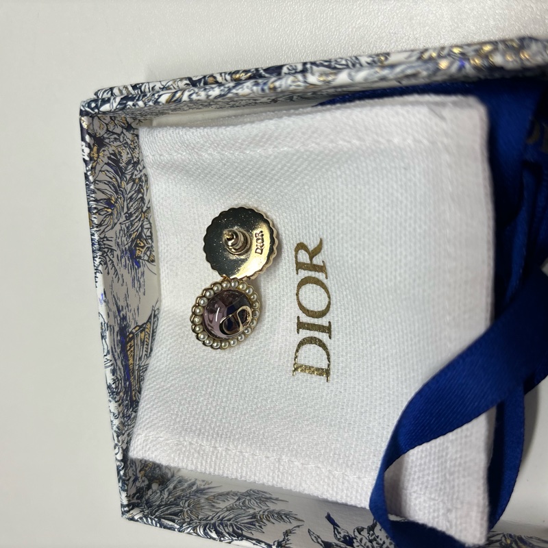 Dior 全新 已絕版色Petit CD Baroque 耳釘 透紫色-2