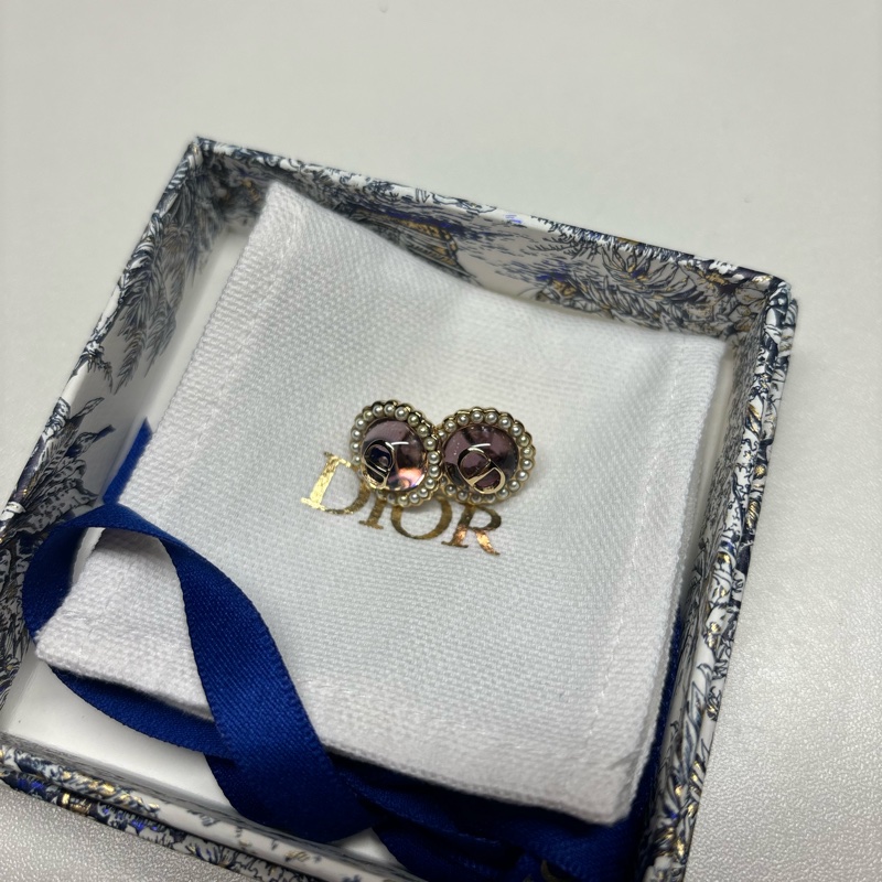 Dior 全新 已絕版色Petit CD Baroque 耳釘 透紫色-3