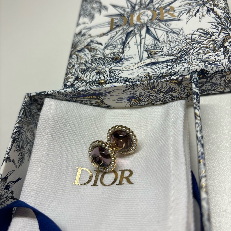 Dior 全新 已絕版色Petit CD Baroque 耳釘 透紫色-9