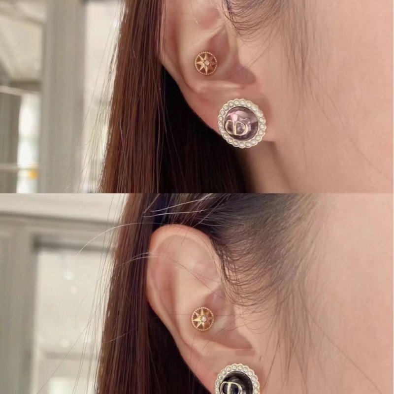 Dior 全新 已絕版色Petit CD Baroque 耳釘 透紫色-13