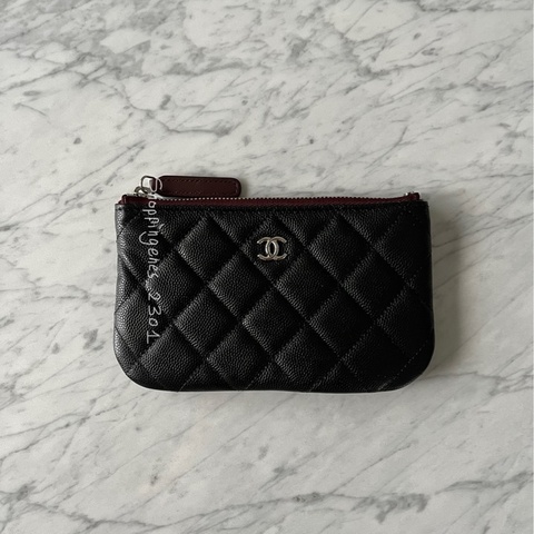 CHANEL經典黑銀一字拉鍊包 荔枝牛皮❗️尚未抵台