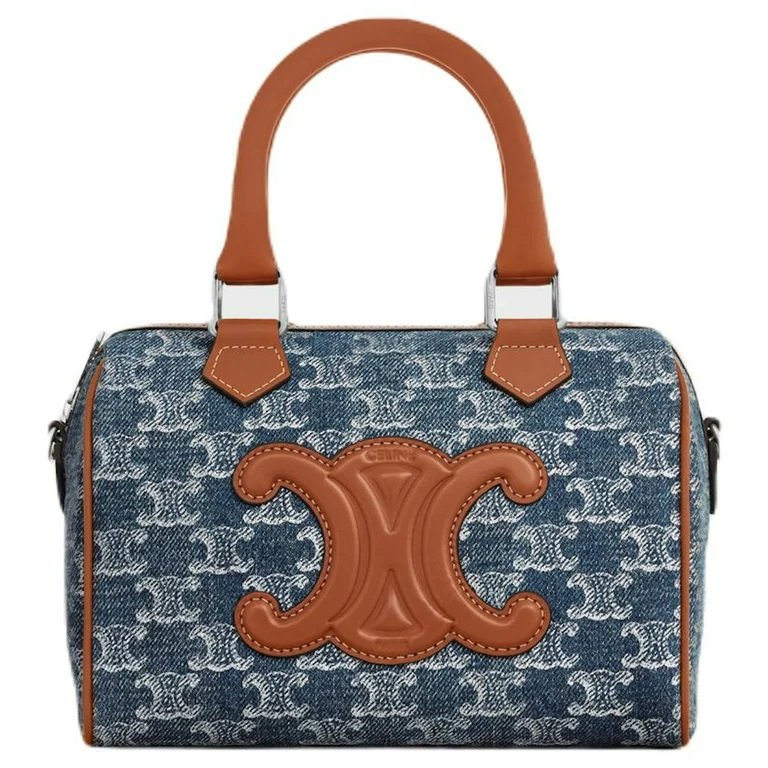 Celine 113772 Triomphe Cuir 小款波士頓包 通體牛仔布配小牛皮《2024季度新品》-8
