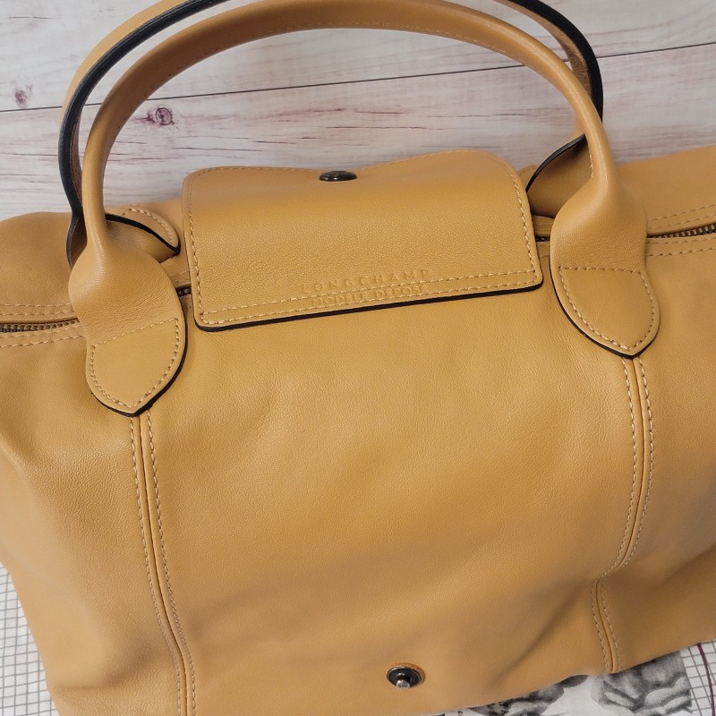 LONGCHAMP Le Pliage Cuir 系列小羊皮寬背帶短把折疊水餃包-2