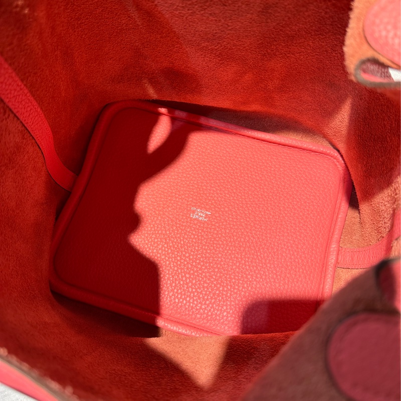 Hermes 愛馬仕 Picotin 22 8W Rose Azalee 菜籃子唇膏粉銀扣-6